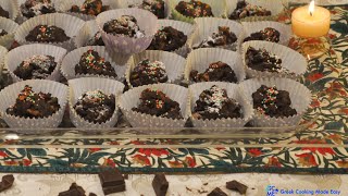 Chocolate Sweets “Vrahakia” i.e.Rocks w/Nuts \u0026 Oats - Σοκολατένια Βραχάκια με Ξηρούς καρπούς \u0026 Βρώμη