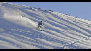 Pow slashing with Parks Thomson at the Snowcat Jamboree