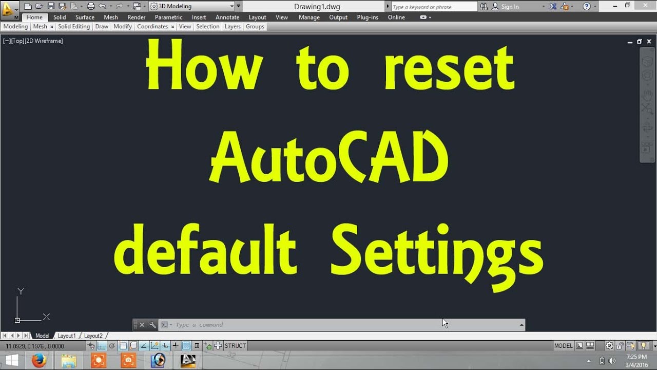 How To Reset AutoCAD Default Settings By Engineer AutoCAD Tutorials ...