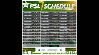 HBL PSL 7 All Matches Schedule Announed 2022