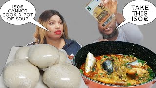 *HILARIOUS* I USED 500€ TO COOK POT OF SOUP FOR MY HUSBAND AND HE'S DOUBTING ME | OKRA SOUP \u0026 POUNDO