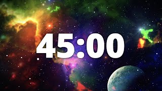 45 Minute Countdown Timer with Alarm and Deep Space Ambient Music | 🌠Deep Space Galaxy 🌠