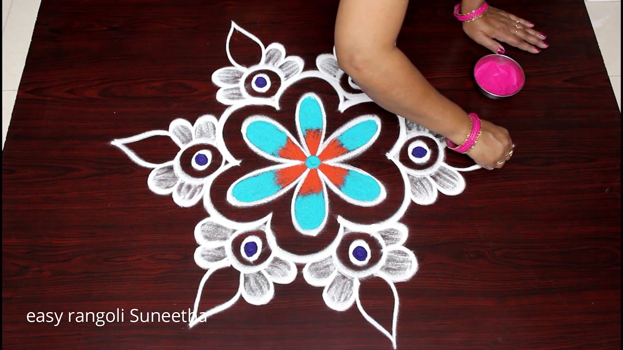 Beginners Rangoli Kolam & Designs With 5 Dots || Simple Muggulu By ...