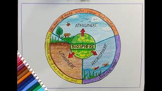 Biosphere diagram drawing /How to draw Biosphere diagram step by step/class 7 social science project