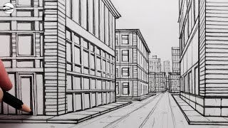 How to Draw a City Street using One-Point Perspective