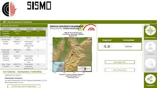 ULTIMO SISMO FUERTE TEMBLOR EN COLOMBIA MAGNITUD 4.8 LOS SANTOS - SANTANDER, COLOMBIA