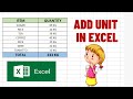 unit add in excel