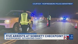 5 arrests made at sobriety checkpoint in Murfreesboro