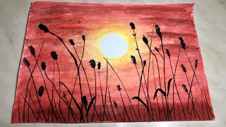 Görsel Sanatlar Dersi Basit Suluboya ile Günbatımı Çalışması HOW TO DRAW? Watercolor Sunset ✔️