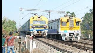 MEMU \u0026 EMU CROSSING : Ghatsila MEMU \u0026 Midnapore EMU Parallel CROSSING At Railgate