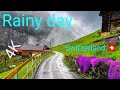 Beautiful rain walking tour in Switzerland 🇨🇭 A Swiss village