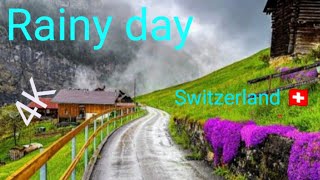 Beautiful rain walking tour in Switzerland 🇨🇭 A Swiss village