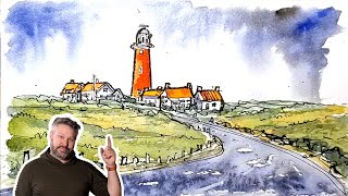 Pen and Wash Demonstration : The Lighthouse (Small 7x5 Version)
