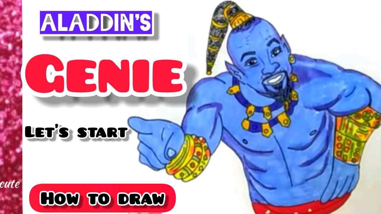 How To Draw Genie From Disney Aladdin's Movie 🎥 / Genie Will For ...