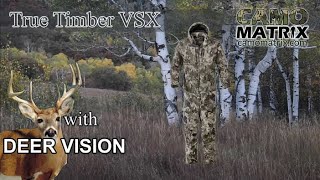 TrueTimber VSX hunting camo in Human and Deer Vision on 14 Backgrounds