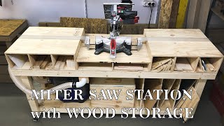 Simple mobile miter saw station with wood storage