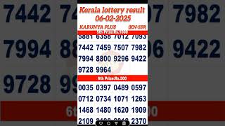 KARUNYA PLUS LOTTERY RESULT KN-559 KERALA LOTTERY LIVE RESULT TODAY 06-02-2025