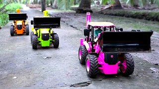 LOADER OF COLORS | JCB BACKHOE 4CX with RC TRACTOR FARM | AMAZING JCB VIDEO