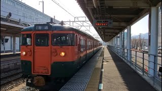 上田駅8:32入線「しなの鉄道115系S3編成 湘南色 普通ワンマン長野行き」