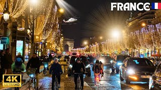 10 December 2025  PARIS 🇫🇷 FRANCE 4K HDR WALK GORGEOUS STREET WALK THROUGH LIGHT CITY TOUR