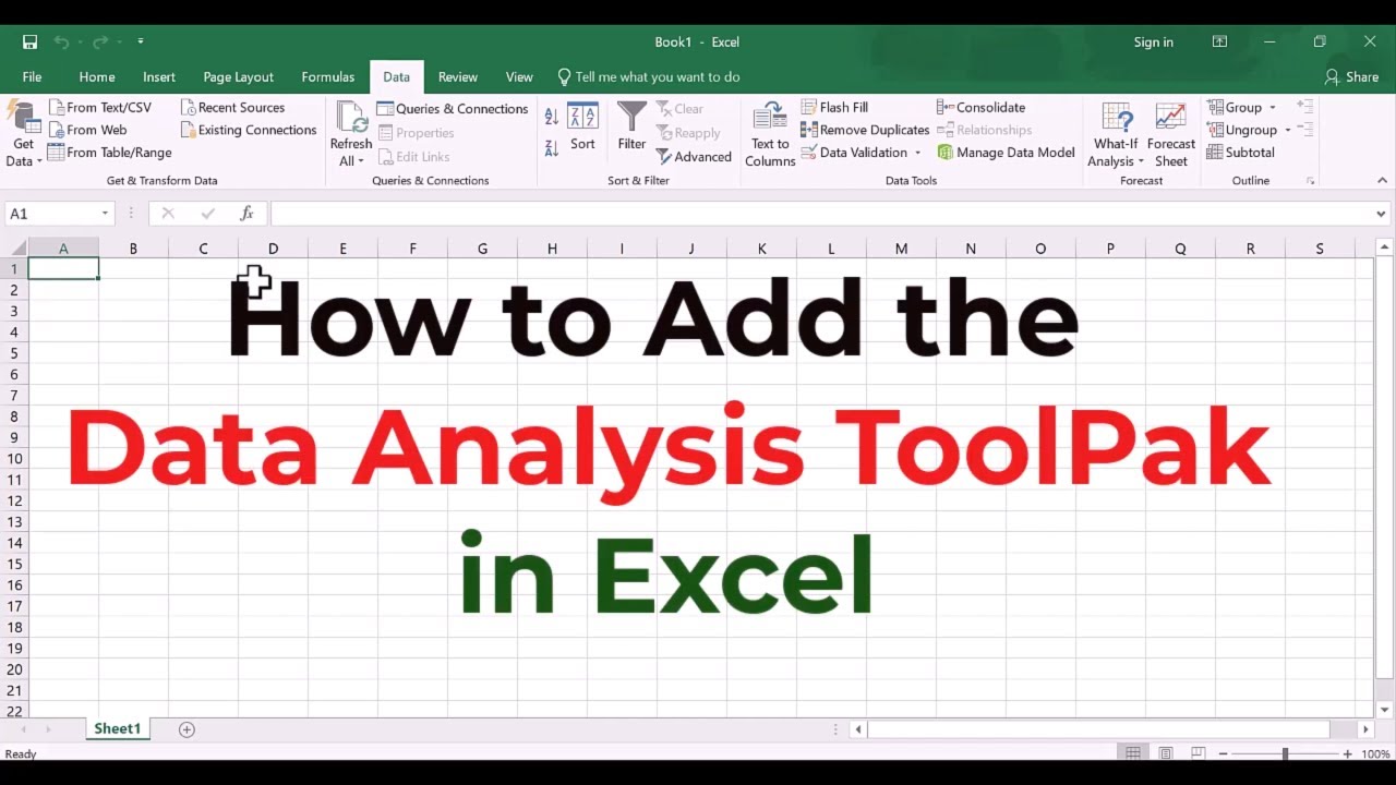 How To Add The Data Analysis ToolPak In Excel | Installing Analysis ...