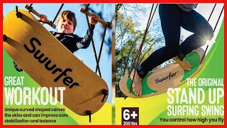 Swurfer - the Original Stand Up Surfing Swing - Curved Maple Wood Board To Easily Surf The Air