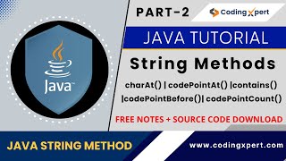 String Methods in Java | charAt() codePointAt() codePointBefore() codePointCount() | learn Java