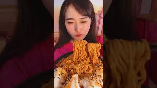 ASMR | China , eating fast  , eating korean noodles with egg
