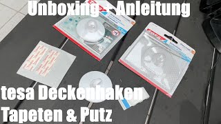 tesa Deckenhaken Tapeten \u0026 Putz - selbstklebender Haken - ideal zur Befestigung Unboxing \u0026 Anleitung