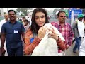 kajal aggarwal visits tirumala with her son kajal aggarwal son neil kitchlu news buzz