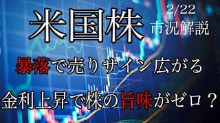 2/21【米国株】金利急騰で暴落！中長期でも下落トレンド入りに警戒！モルガン・スタンレーは安値更新に注意喚起！