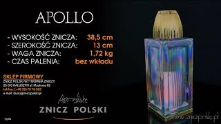 Wyjątkowy znicz z szkła tęczowego, szklany duży elegancki znicz na grób lub mogiłę APOLLO