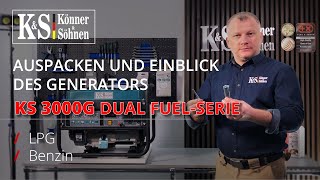 Auspacken und Einblick des LPG/Benzin-Generators KS 3000G