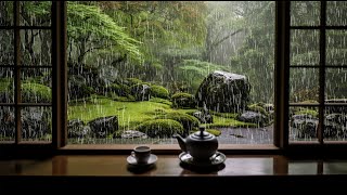 Rain Sounds for Sleeping - Rain Falling By The Stream Between Traditional Japanese Houses