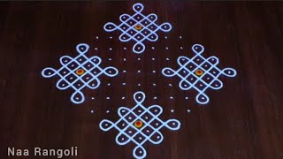 Diwali special melikala muggulu 🪷simple festival rangoli design 🪷13×1dots #naarangoli || Naa Rangoli