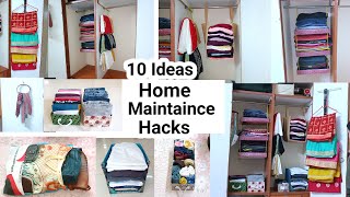 10 Brilliant Home Organizing Hacks/No Cost Wardrobe Organizing Idea/Space Saving Hack/ClothOrganiser