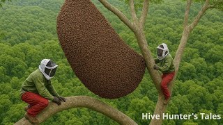 Dangerous Jungle Bee Nest Discovery  Wild Honey Harvest Like Never Before