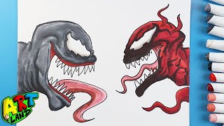 How to Draw VENOM VS CARNAGE FACE OFF