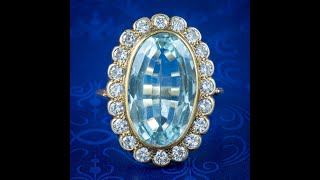 Vintage Aquamarine Diamond Cocktail Ring 10ct Aqua