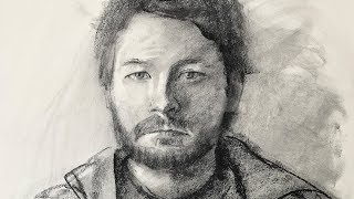 Portrait #58 - Live drawing of a student using charcoal