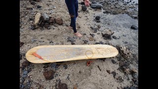 Riding his own Alaia surfboard