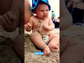 funny baby reaction on the beach💕🍓👣#shorts #baby #beach