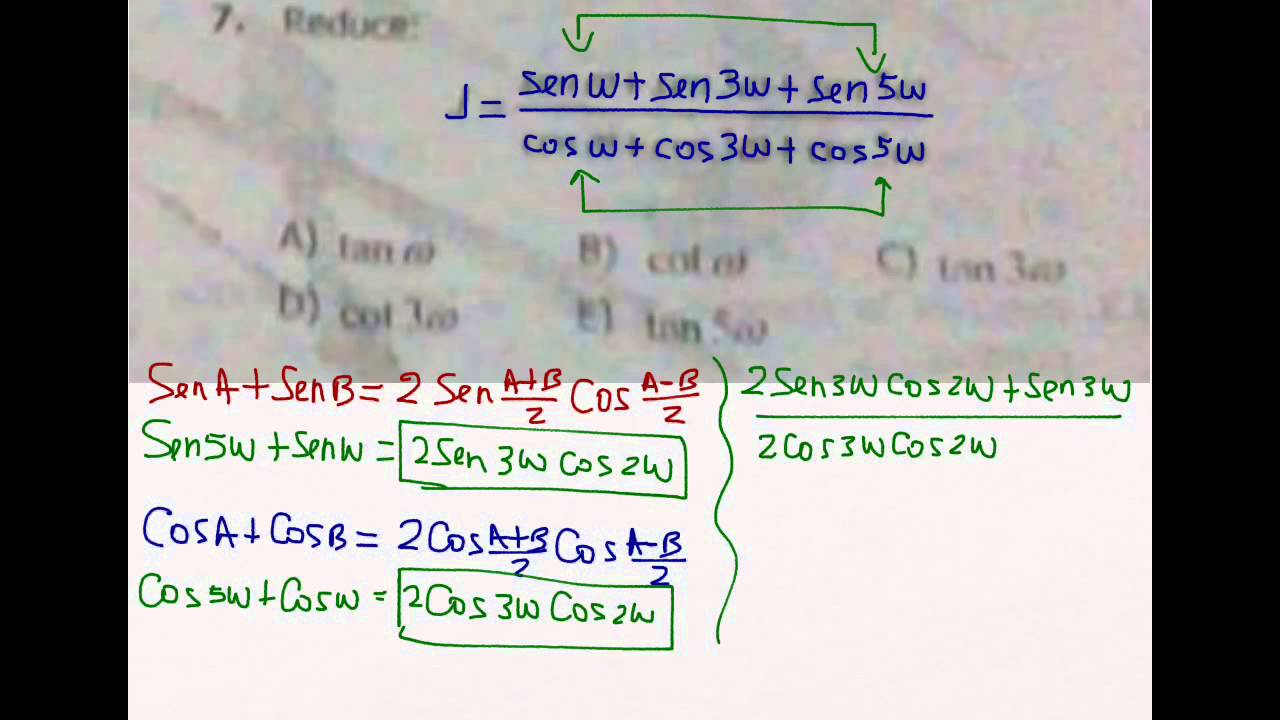 Transformación Trigonométrica De Suma O Diferencia A Producto - YouTube