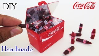 DIY Realistic Miniature Coca cola bottle & Coca cola Cooler -  Handmade - dollhouse