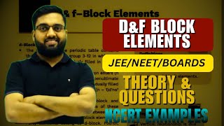 D & F block elements class 12 | JEE NEET & Boards 2025 | NCERT EXEMPLAR Chemistry | Shashi sir