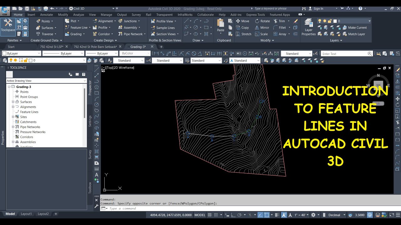 Introduction To Feature Lines In Autocad Civil 3d Youtube