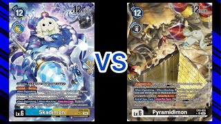 Skadimon Vs Pyramidimon!! (Snowballs or rock throws!!!)