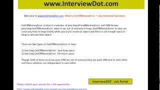 what is outofmemoryerror java interview questions interview