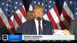 Donald Trump speaks after winning NH primary