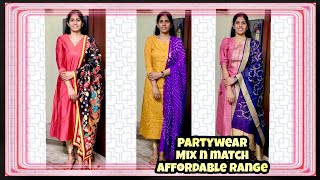 Partywear Mix and Match in affordable range|Amazon Dupattas and kurti collection|Telugu fashion vlog